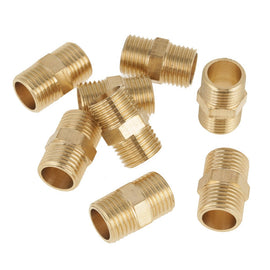 0,25 in Brass Pipe Fitting Hex Nipple Equal Male Thread Connectors for Air Fuel Water