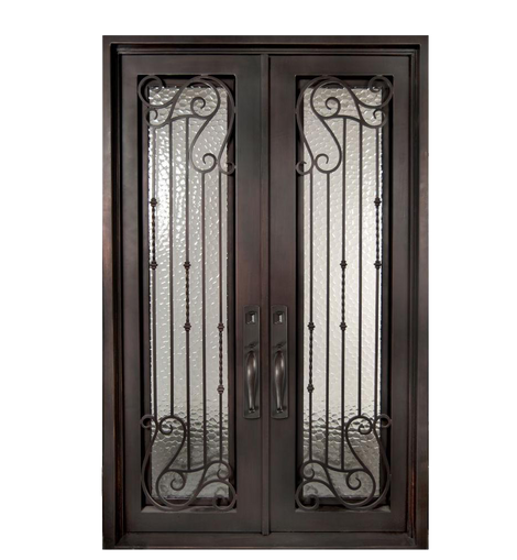 Armonia Classic Full Lite Painted Heavy Bronze Decorative Wrought Iron Prehung Front Door