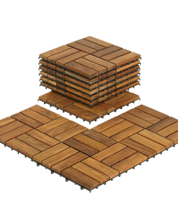 Bare Decor U-Snap Interlocking Flooring Tiles in Solid Teak Wood