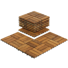 Bare Decor U-Snap Interlocking Flooring Tiles in Solid Teak Wood