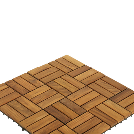 Bare Decor U-Snap Interlocking Flooring Tiles in Solid Teak Wood
