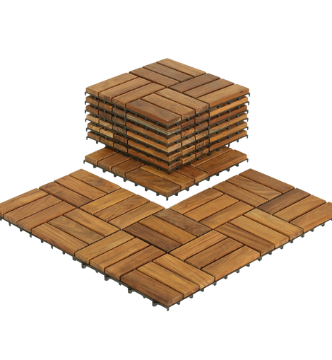 Bare Interlocking Flooring Tiles in Solid Teak Wood
