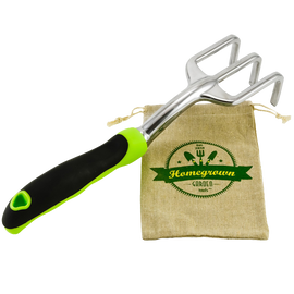 Cultivator Hand Rake With Ergonomic Handle From Homegrown Garden Tools Includes Burlap Tote Sack