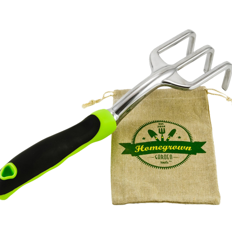 Cultivator Hand Rake With Ergonomic Handle From Homegrown Garden Tools Includes Burlap Tote Sack