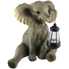 Cute African Elephant Porch Garden Statue W Lantern