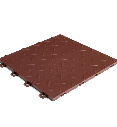 ModuTile Garage Flooring Interlocking Tiles Diamond Top Brown 27 pack